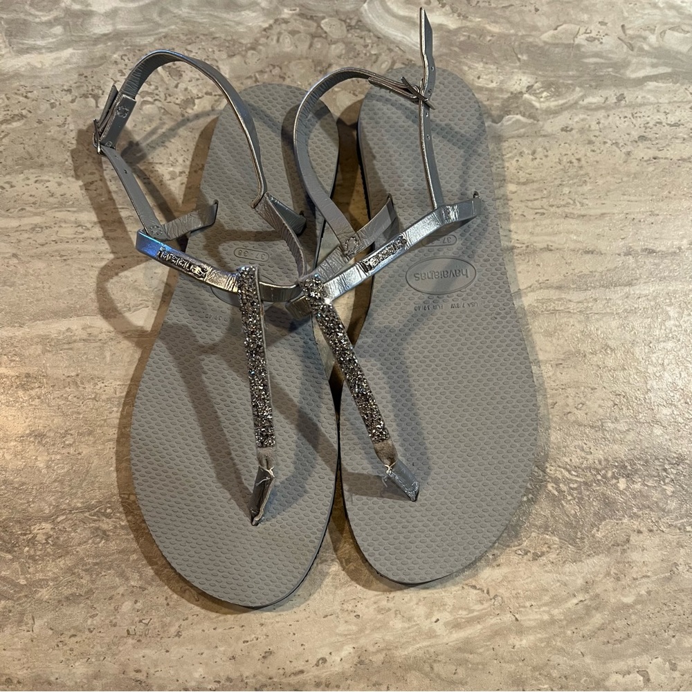 Havaianas Riviera Womens Swarovski Crystal T-Strap Thing Sandal size 37/38 - 7/8
